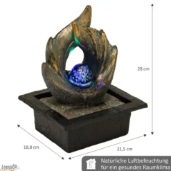 Zimmerbrunnen Elements mit LED-Beleuchtung, Feng Shui Dekobrunnen für Wohnung und Büro