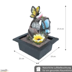 Zimmerbrunnen Schmetterlingsmotiv, mit rotierender Kugel