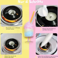 Zuckerwattemaschine Zuckerwattegerät Zuckerwatte Maschine (Modell 1/Rosa)