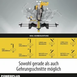 Zug-Kapp-Gehrungssäge Doppelkegel mit 2x 305 mm Sägeblatt