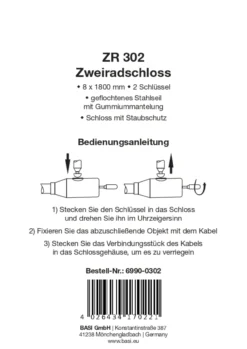 Zweirad-Spiralschloss ZR 302