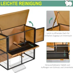 Zwergkaninchenstall mit verschließbare Tür, Holz-Metall, Hellgelb